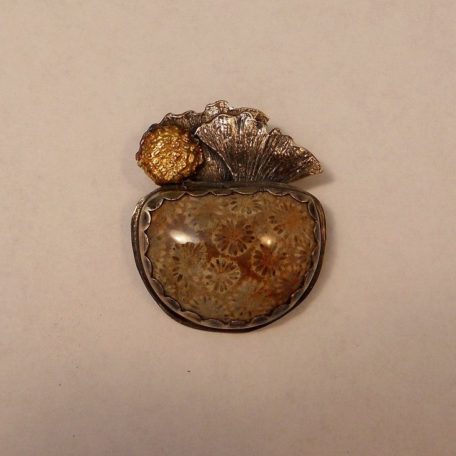 Petrified Coral 24K Gold Pendant