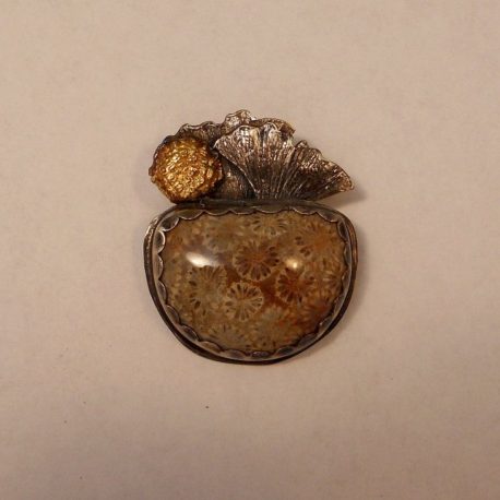 Petrified Coral 24K Gold Pendant